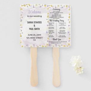 Wildflower-Lavendel- und Gelbe Hochzeitsprogramm Fächer