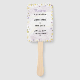 Wildflower Lavender and Yellow Wedding program Fächer