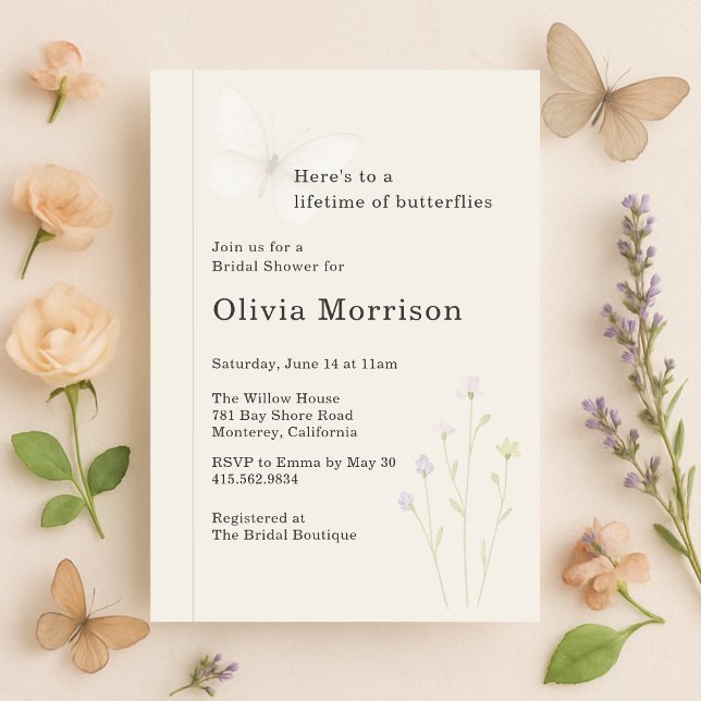 Wildflower Lifetime of Butterflies Bridal Shower Einladung (Von Creator hochgeladen)