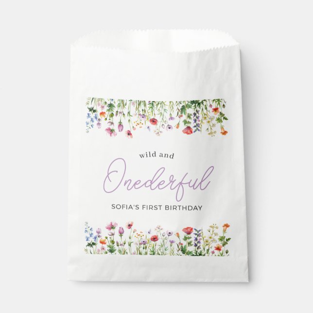 Wildflower-Mädchen erster Geburtstag Geschenktütchen (Vorderseite)