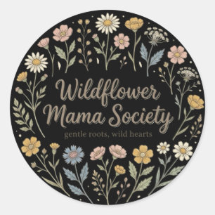Wildflower Mama Society Ästhetik Garten Runder Aufkleber