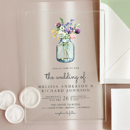 Wildflower Mason Jar Wedding Acryleinladungen
