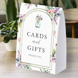 Wildflower Mason Jar Wedding Cards and Gifts Sign Tischaufsteller