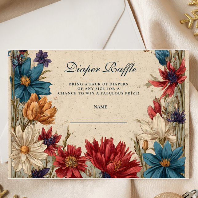 Wildflower Meadow Baby Shower Diapper Raffle Begleitkarte (Von Creator hochgeladen)