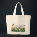 Wildflower meadow botanical garden flowers jumbo stoffbeutel<br><div class="desc">Natural wildflower meadow with delicate botanical blossoms. A colorful mix of meadow flowers and daisies creates a lively spring nature scene inspired by blooming fields.</div>