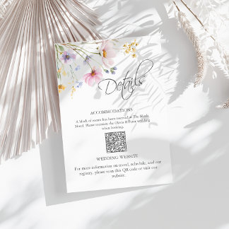 Wildflower Meadow Wedding Details QR Code Card Begleitkarte