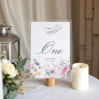 Wildflower Meadow Wedding Table Number Tischnummer