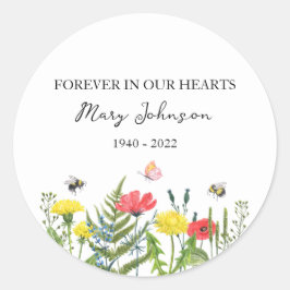 Wildflower Memorial Funeral Runder Aufkleber