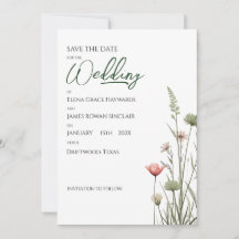 Wildflower Minimalist Boho Budget Save The Date