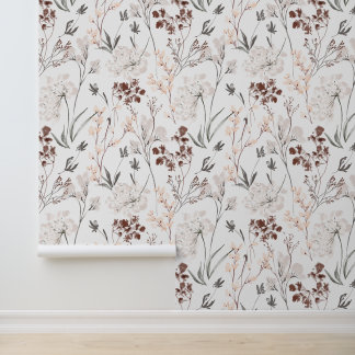 Wildflower minimalist elegant leaves soft floral  tapete