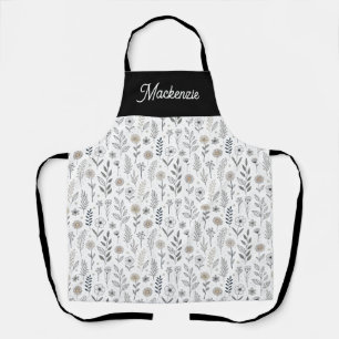 Wildflower Moderne Boho Stilvolle Monogramm Name Schürze