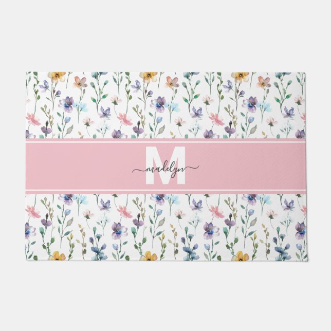 Wildflower Monogram Fußmatte (Vorderseite)