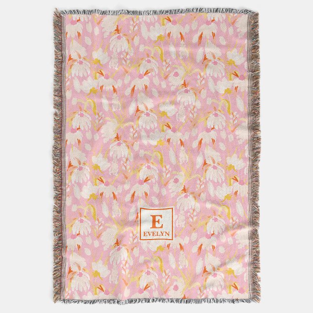 Wildflower Monogram Name Throw Blanket Decke (Von Creator hochgeladen)