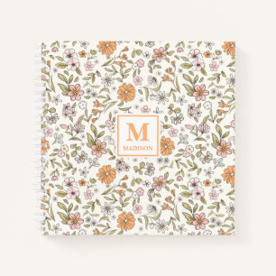 Wildflower-Monogramm-Notizbuch-Journal Notizbuch