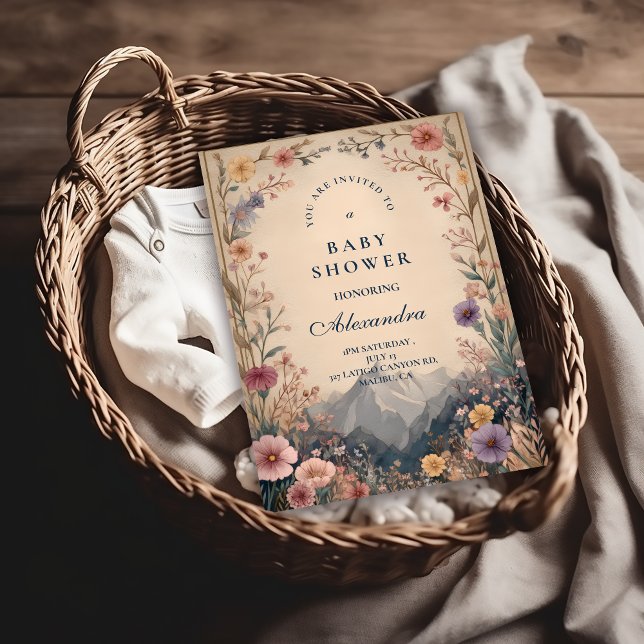 Wildflower Mountain Baby Shower Einladung (Von Creator hochgeladen)