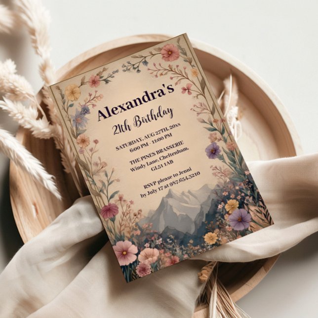 Wildflower Mountain Birthday Einladung (Von Creator hochgeladen)