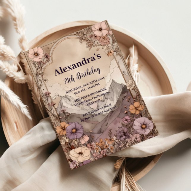 Wildflower Mountain Birthday Elegance Einladung (Von Creator hochgeladen)