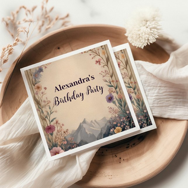 Wildflower Mountain Birthday Serviette (Von Creator hochgeladen)