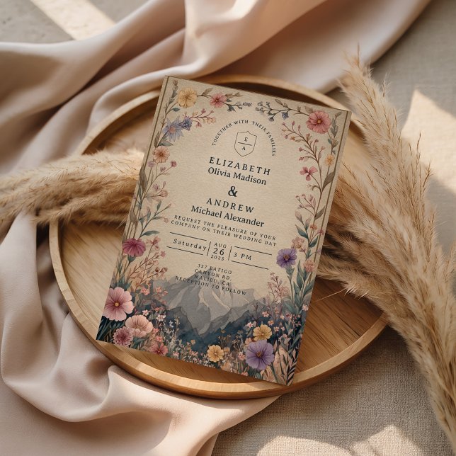 Wildflower Mountain Botanical Wedding Einladung (Von Creator hochgeladen)