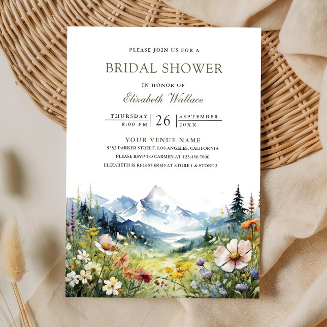Wildflower Mountain Meadow QR Code Bridal Shower Einladung (Von Creator hochgeladen)