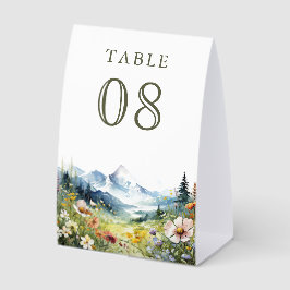 Wildflower Mountain Meadow Wedding Table Number Tischaufsteller