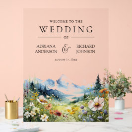 Wildflower Mountain Meadow Wedding Welcome Acrylschild