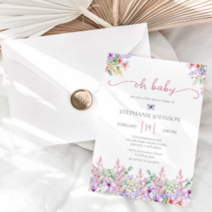 Wildflower Oh Baby Pink Floral Baby Shower Invitat Einladung