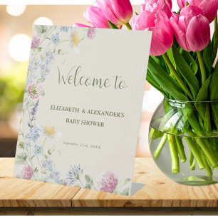 Wildflower-Paar-Baby-Shower-Willkommen Sockelschild