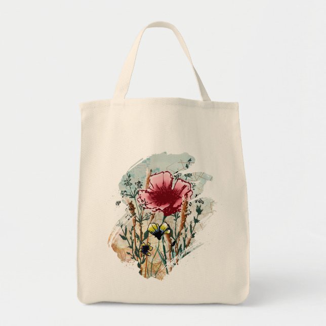 Wildflower Paint Splatter Tote Bag Tragetasche (Vorne)