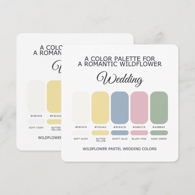 Wildflower Pastel Wedding Color Palette Card Einladung (Vorne/Hinten)