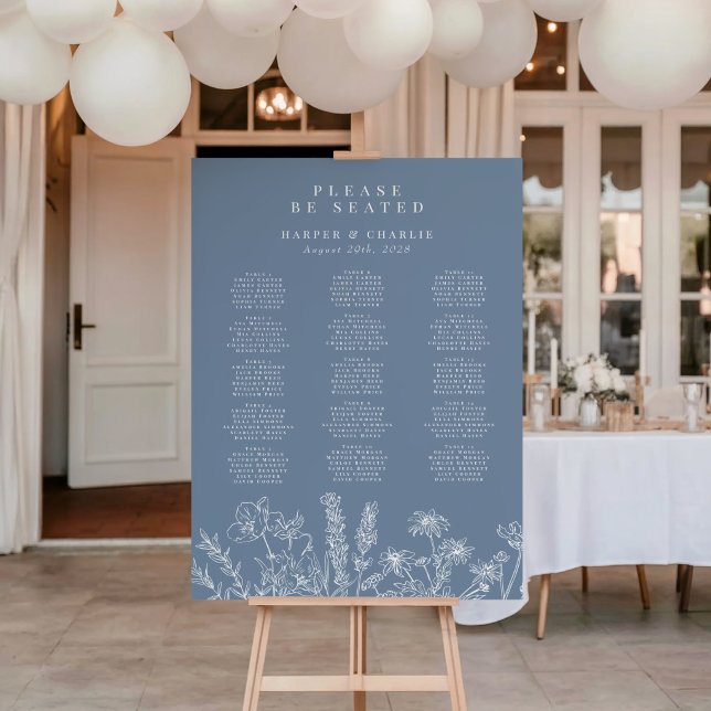 Wildflower Periwinkle Wedding Seating Sign Poster (Von Creator hochgeladen)