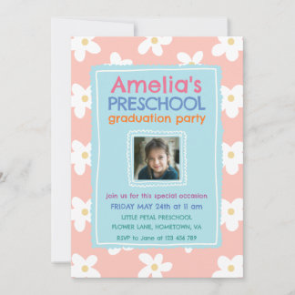 Wildflower Photo Preschool Graduation Party Einladung