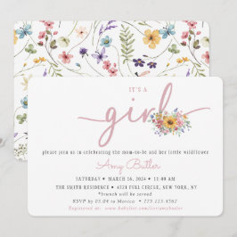 Wildflower Pink Baby Shower Invitation