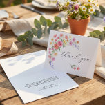 Wildflower Pink Orange Floral Wedding Dankeskarte<br><div class="desc">Pink Orange floral wedding thank you card with watercolor wild flowers. The delicate arrangement of pink, orange, and yellow blossoms, accented by touches of lavender, creates a soft and romantic feel. This folded card is perfect for sending a heartfelt message after a wedding, shower, or any special occasion. The elegant...</div>