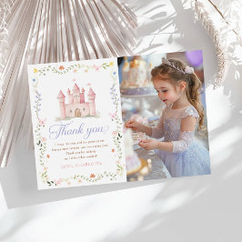Wildflower Princess Castle 1st Birthday Photo Dankeskarte