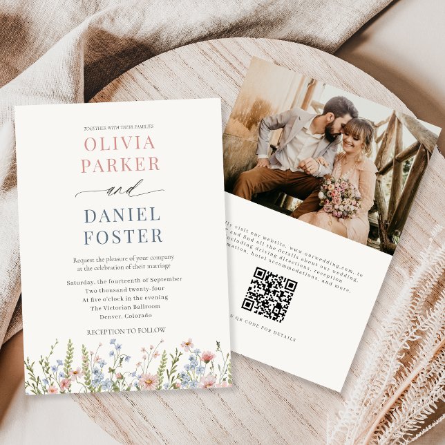 Wildflower QR-Code Foto-Hochzeit Einladung (Von Creator hochgeladen)