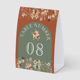 Wildflower Sage Green Wedding Table Number Tischaufsteller
