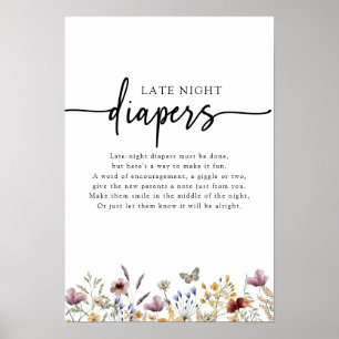 Wildflower-Schild für Windeln in der Nacht Poster