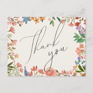 Wildflower Schrift Hochzeits-Dankeskartenpostkarte Postkarte