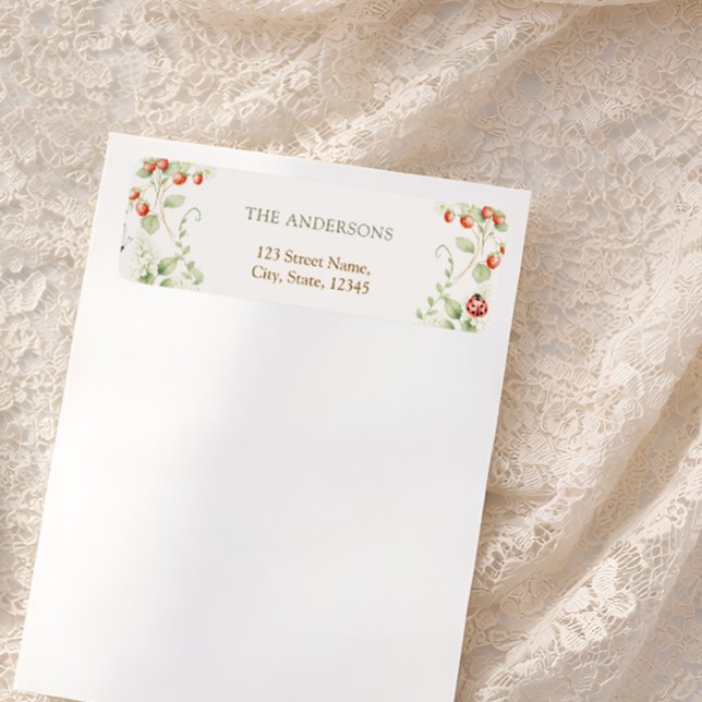 Wildflower Strawberry Return Address Label (Von Creator hochgeladen)