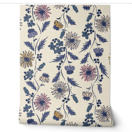 Wildflower Stripes - Lavender And Denim Blue Tapete