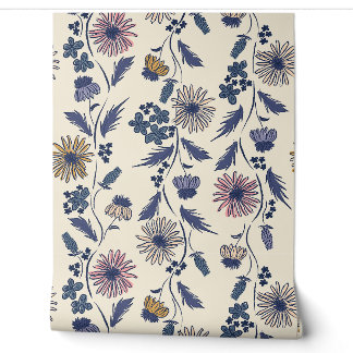 Wildflower Stripes - Lavender And Denim Blue Tapete