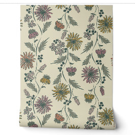 Wildflower Stripes - Muted Pink And Olive Green Tapete