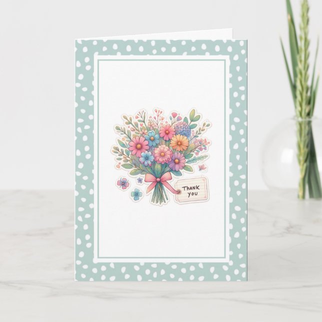 Wildflower Thank You Folded Greeting Card Karte (Vorderseite)