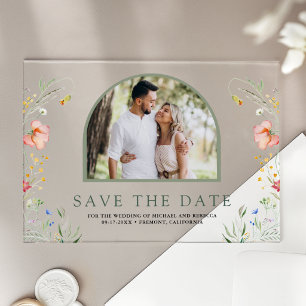 Wildflower-Torbogen-Foto-Hochzeit-Heiratsantrag Acryleinladungen