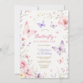 Wildflower Unsere kleine Schmetterling wird Eins Einladung