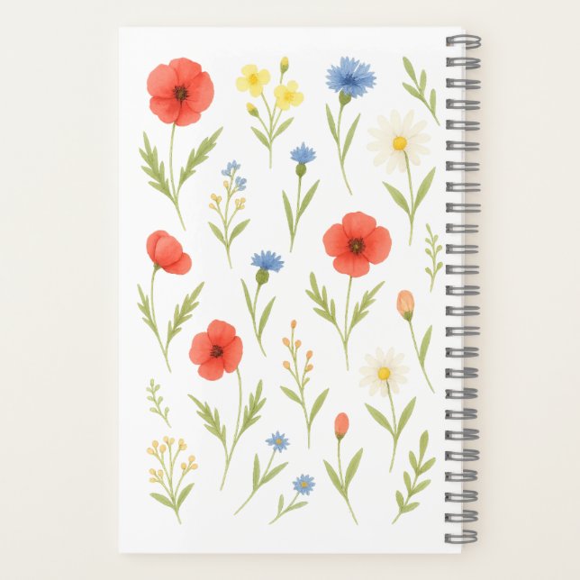 Wildflower Watercolor Softcover Notebook Notizbuch (Rückseite)