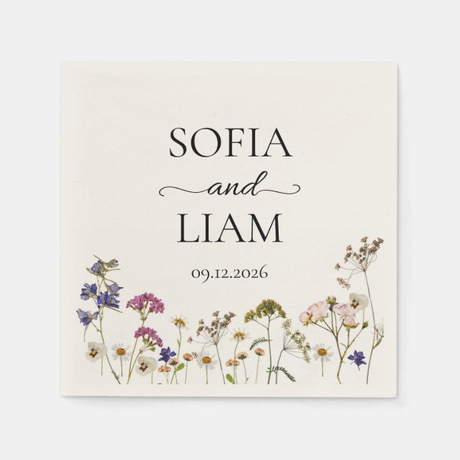 Wildflower Watercolor Wedding Serviette (Vorderseite)