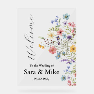 Wildflower Watercolor Wedding welcome sign