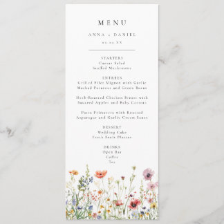 Wildflower Wedding Menu Menükarte